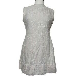 Vintage John Abbott Lace Sheath Mod Fitted Dress Mock Neck Sleeveless Light Pink